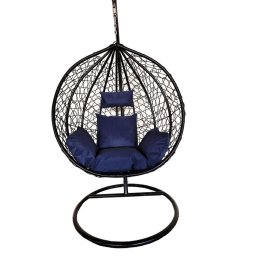 Balansoar Leon, ratan sintetic, albastru inchis, 115x68x108/195cm