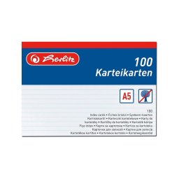 Accesorii birotica Herlitz index cards 100 pcs. Lin. white
