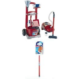 Theo Klein Vileda broom wagon & Vileda vacuum cleaner, children's home appliance (red / gray)