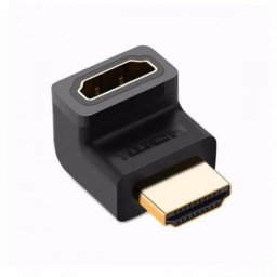 ADAPTOR video Ugreen, "HD112" cupla extender HDMI (T) la HDMI (M), 90 grade sus, rezolutie maxima 4K UHD (3840 x 2160) la 60 Hz, conectori auriti, negru