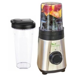 Blender DelCaffe Yoga Refresh, 2 recipiente cu capac 0.6l / 0.3l, putere 300W, 2 trepte viteza, inox
