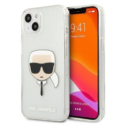 Husa hardcase Karl Lagerfeld Glitter Karl Head pentru iPhone 13 mini, culoare silver