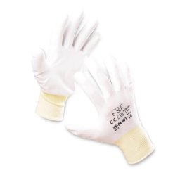 Manusi protectie, standard EN420, EN388:4131, degete cauciucate cu polyurethan - marimea 9 - albe