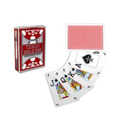 Carti de joc poker profesionale 100% plastic index mare + peek index Rosu