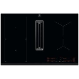 Plita INDUCTIE ELECTROLUX KCC83443, 4 zone de gatit, ComboHob FlexiBridge, Booster, Hota integrata, Putere de absorbtie 630 mc/h, Motor inverter, 78 cm, Negru