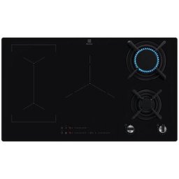 Plita MIXTA KDI951723K Mixta, 2 arzatoare gaz / 3 zone inductie, Aprindere electrica, Gratare Fonta, Timer Electronic, 90 cm, Negru