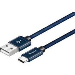 YCU 301 BE USB-A la USB-C, 3A, 480 Mbps, textil împletit, carcasă aluminiu, 1 m