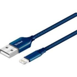 YCU 611 BE Cablu de date și încărcare USB-A la Lightning, MFi, textil împletit, conectori metalici, 1 m