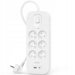 Prelungitor Surge Protector SurgePlus 6xFR 1xUSB-A 1xUSB-C 650J 2M