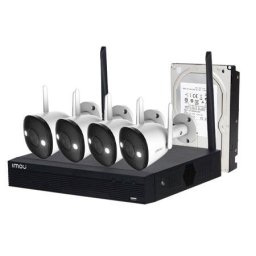 Camera de supraveghere Sistem supraveghere IP WiFi exterior Imou KIT/NVR1104HS-W-S2/4-F22FE, 4 camere, 2 MP, IR 30m, microfon +1TB HDD