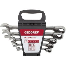 Red Combination Ratchet open-end Spanner Set 5-pieces