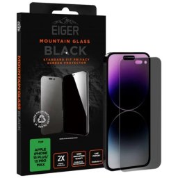 Eiger Folie Sticla 2.5D Mountain Glass Privacy iPhone 15 Plus / 15 Pro Max Negru