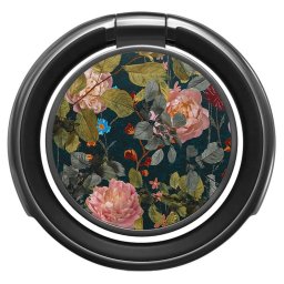Inel telefon Burga Gunmetal Bloomy Garden, suport elegant, rotatie 360°, model floral
