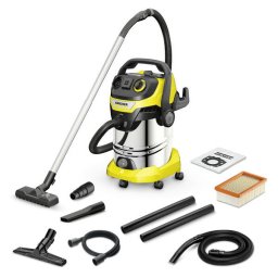 Aspirator multifunctional WD 6 P S V-30/8/22/T, 1300 W, aspirare umeda si uscata, 30 l rezervor, furtun 2.2m, functie de suflare, galben/ negru/ metalic