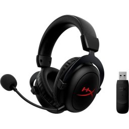 Casti HyperX Cloud II Core autonomie bateria pana la 80 de ore, dongle 2.4GHz, spuma cu memorie, microfon detasabil, PC, Negru