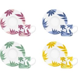 Espressoare pentru aragaz Set de 4 farfurii si 4 cesti pentru cafea Multicolore