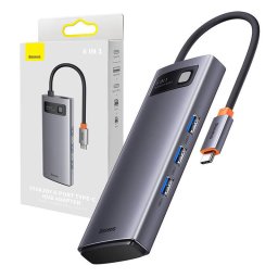 Hub 6w1 Metal Gleam Series, USB-C do 3x USB 3.0 + USB-C PD + microSD/SD