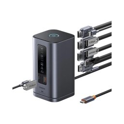 Docking station Spacemate Series 11-in-1, USB-C la 2x HDMI 4K@60Hz, 2x DP 4K@60Hz, 2x USB-A, 1x USB-C, 1x RJ45, 1x USB-A (480Mbps), 1xUSB-C (PD), 1x 3.5mm Audio, Gri