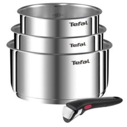 Set de gatit cu 4 piese Tefal Ingenio Emotion L8964S44, 16/18/20 cm, Argintiu