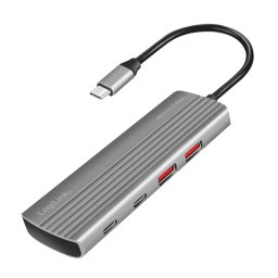 UA0414, 100 W, 2x USB-A, 5x USB-C, Gri