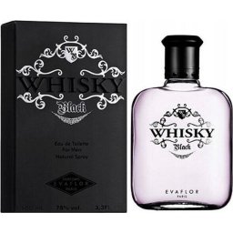 EVAFLOR Whisky Men Black - Apă de toaletă (EDT), 100 ml - Categorie olfactivă: Aromatic/Fresh-Spicy (woody) - Note vârf: Lămâie, Mandarină, Coriandru, Cardamom - Note mijloc: Lavandă, Dafin, Floare de portocal, Geranium, Iris
