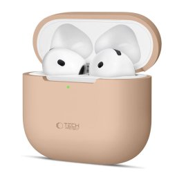 Husa Silicon Apple AirPods 4 Protectie Flexibila Cafe Latte