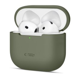Husa Silicon Apple AirPods 4 Protectie Flexibila Olive Green