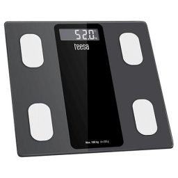 Cantar Cântar corporal smart 180 kg, Bluetooth + aplicație Fitdays, Analiză corporală (grăsime, apă, mușchi, oase, BMI, vârstă metabolică), 10 utilizatori, Display LCD iluminat, Sticlă securizată, Negru