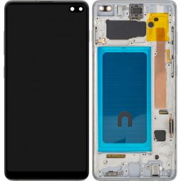 Piese si componente Display cu Touchscreen MP compatibil cu Samsung Galaxy S10+ G975, cu Rama, Argintiu