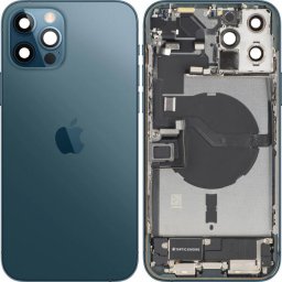Piese si componente Capac Baterie Apple iPhone 12 Pro Max, Cu Carcasa Mijloc, Full Parts, Albastru (Pacific Blue), Swap