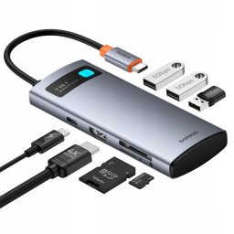 Metal Gleam USB-C 3 x USB-A 3.0 - 1 x USB-C - 1 x HDMI - 1 x SD - 1 x microSD, Gray