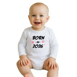 Children's printed body New Baby BORN IN 2026 pink