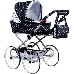 Baby Retro Stroller for dolls 2in1 New Baby Natálka white-black