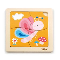 Wooden puzzle for kids Viga 4 pieces Butterfly