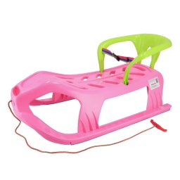 Plastic sled with backrest Baby Mix SNOW STAR pink