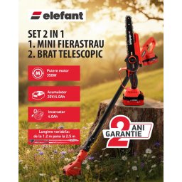 Set Mini drujba 8" si Extensie prelungire 2,5 m pe acumulator cu 1 acumulator 4Ah si incarcator ELEFANT ESBS8EP2.5