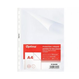 Folie protectie "L" pentru documente A4, 120 microni, 100 folii/set, Optima - cristal