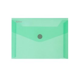 Mapa PP protectie documente A7 landscape, inchidere cu capsa, 10/set, Optima - verde transparent
