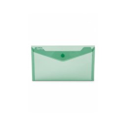 Mapa PP protectie documente DL landscape, inchidere cu capsa, 10/set, Optima - verde transparent