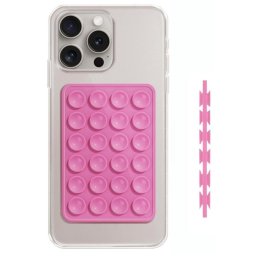 Suport telefon Lemontti silicon Duo cu ventuze, fuchsia pentru telefon – Roz