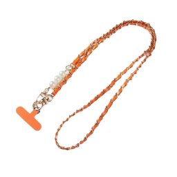 Snur telefon Lemontti cu perle, 120cm, culoare portocaliu