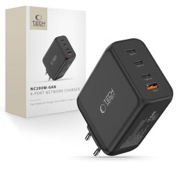 Incarcator Retea Tech Protect NC200W GAN 4 Porturi PD 200W QC3.0 Black