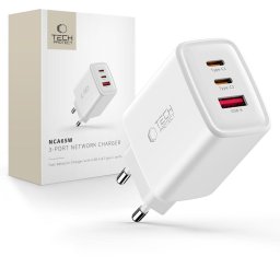 Incarcator Retea Tech Protect NCA65W GAN 3 Porturi PD 65W QC3.0 White
