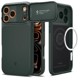 Husa Husa Spigen Optik Armor Mag MagSafe pentru iPhone 17 Pro, culoare Abyss Green
