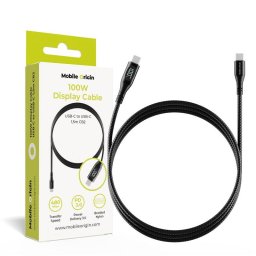 Cablu date/încărcare Mobile Origin CB2 USB-C la USB-C, 100W, display integrat, 1.5m, Universal