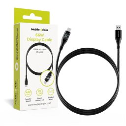 Cablu date/încărcare Mobile Origin CB1 USB-A la USB-C, 66W, display integrat, 1.5m, Universal