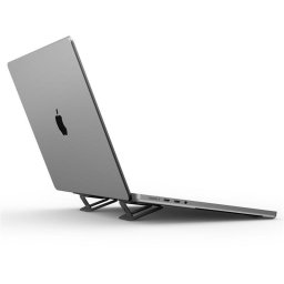 Stand laptop SPIGEN laptop Slimfold LD201-S2, pliabil, Adeziv, Functie stand, Inel suport, Universal – Negru
