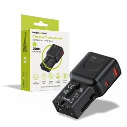 Adaptor travel Mobile Origin PW25, 35W, EU/US/UK/AU, culoare negru