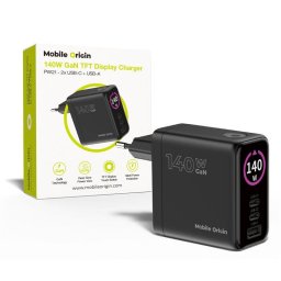 Incarcator de retea 140W GaN PW21 2x USB-C+USB-A, negru, 5A, 300640
