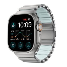 Curea Nomad Stratos Band Titanium Natural pentru Apple Watch 45/46/49mm, Icy Blue Glow